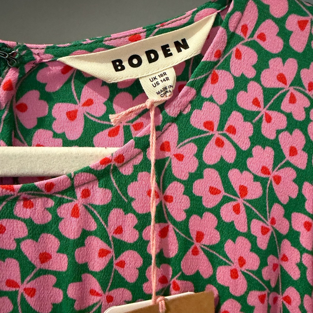 Boden Pink Floral Midi Dress - Picture 8 of 9